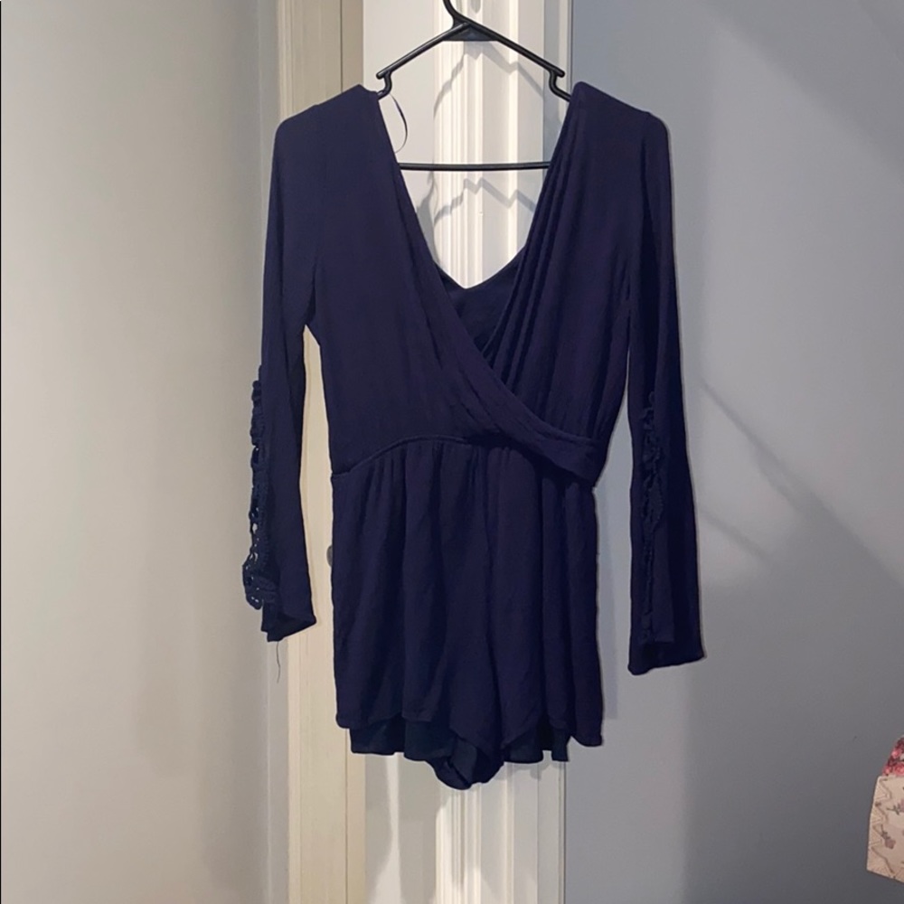 Navy Lace Romper